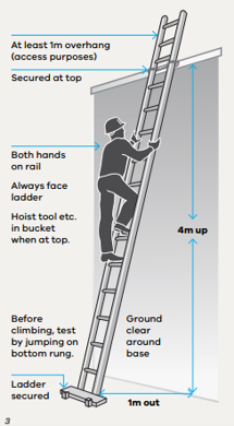 Figure 3: Acceptable ladder use Illustration highlighting acceptable ladder use