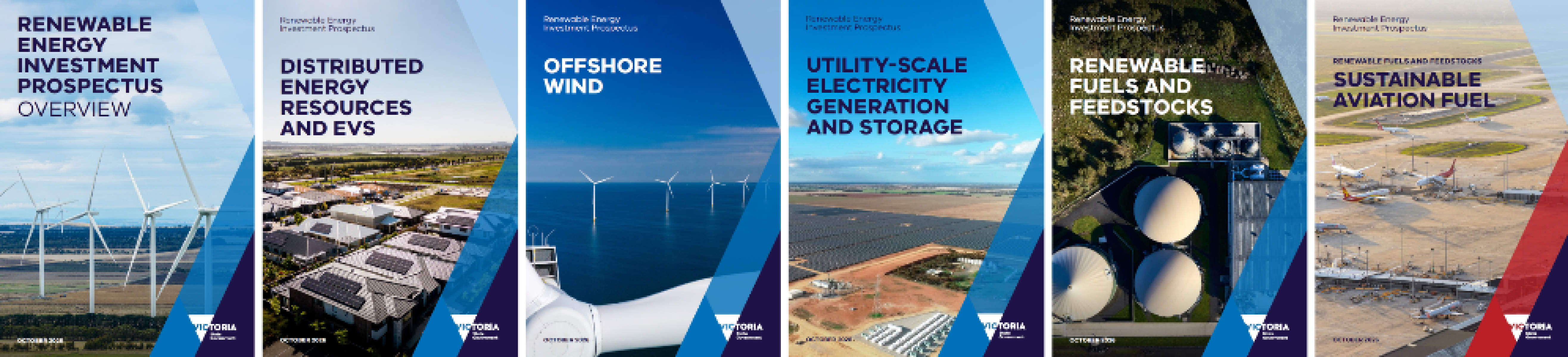 Covers of all sub packs of the investment prospectus covers in a horizontal row