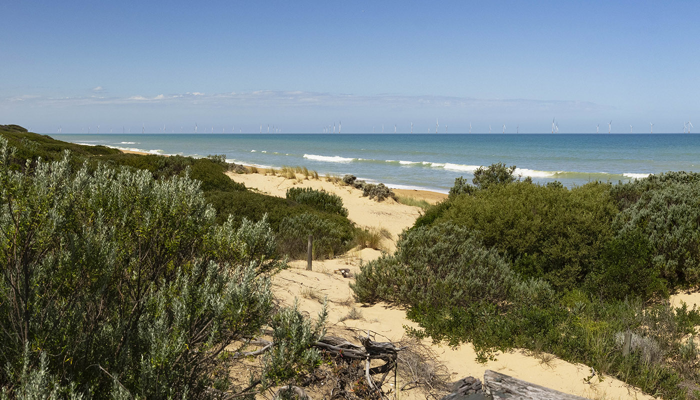 Illustrative view of turbines 10km from Golden Beach