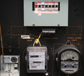 Asbestos-based switchboard backing, commonly used across Australia