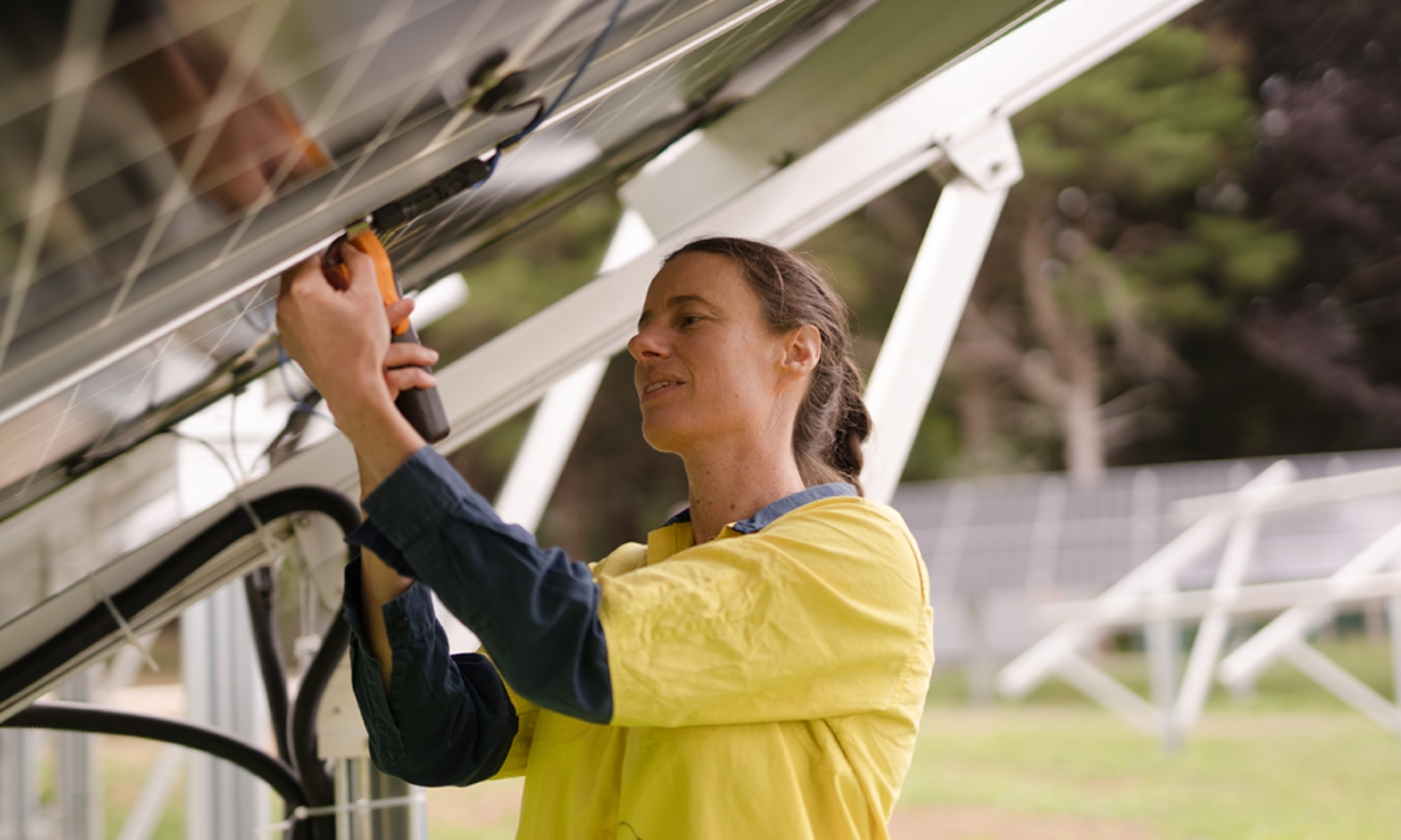 electrician working on solar panel