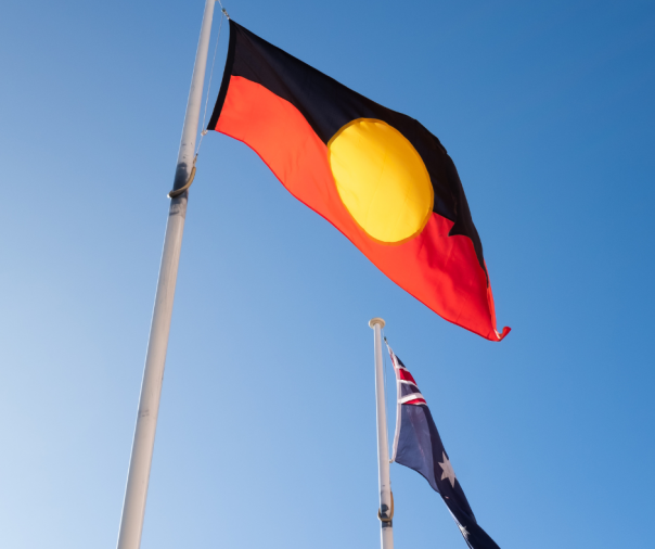 aboriginal flag next to Australian flag